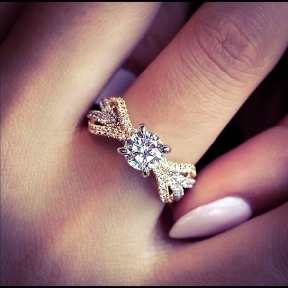 Vintage Jewelry - Sterling Silver & Gold White Sapphire Ring